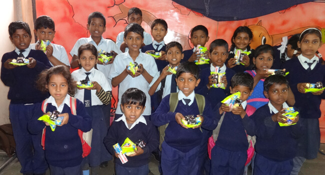 Distribution of hygiene supplies at Karuna Kendra Centre